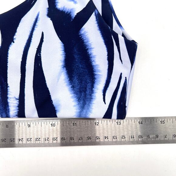 SIGAL Zebra Bikini Top Womens Medium Blue Striped Scoop Neck Tiger Stripe NEW - Picture 15 of 16